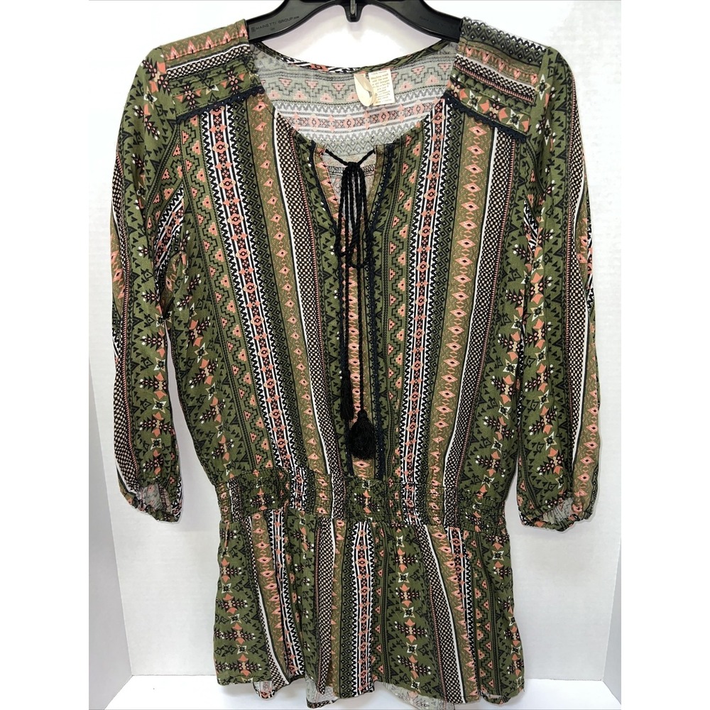 Japna Shirt Women's Small Green Multicolor Blouse - Picture 1 of 4